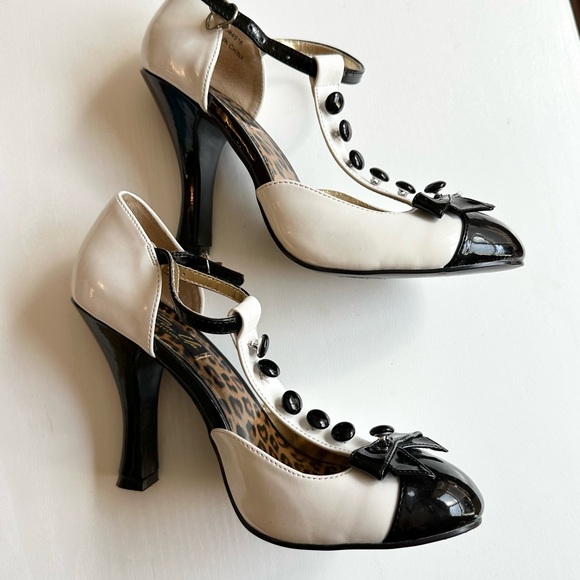 Tuxedo Black and White Patent Heels - Picture 9 of 10